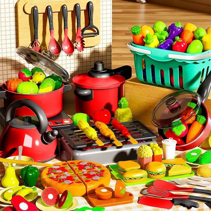 Kids Mini Home Kitchen Utensils Toy Set Pretend Play Cooking Simulated Food Game Boys Girls Birthday Gifts 3+ Year Old