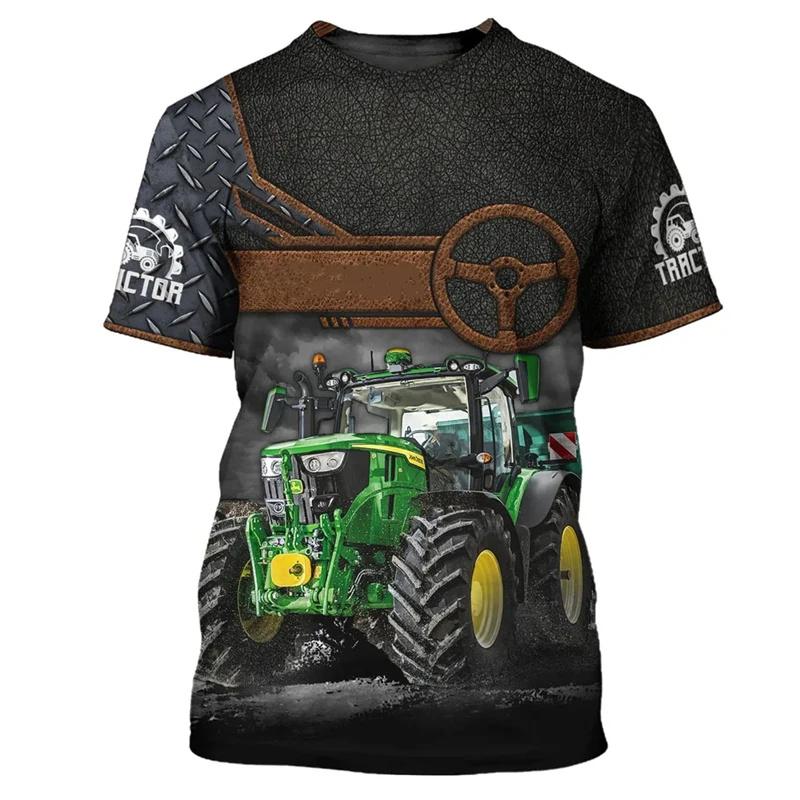 Farm Tractor Graphic T Shirt For Men Truck 3D Printed T-Shirts Casual Round Neck Tops Loose Short Sleeve Oversized Unisex Tees