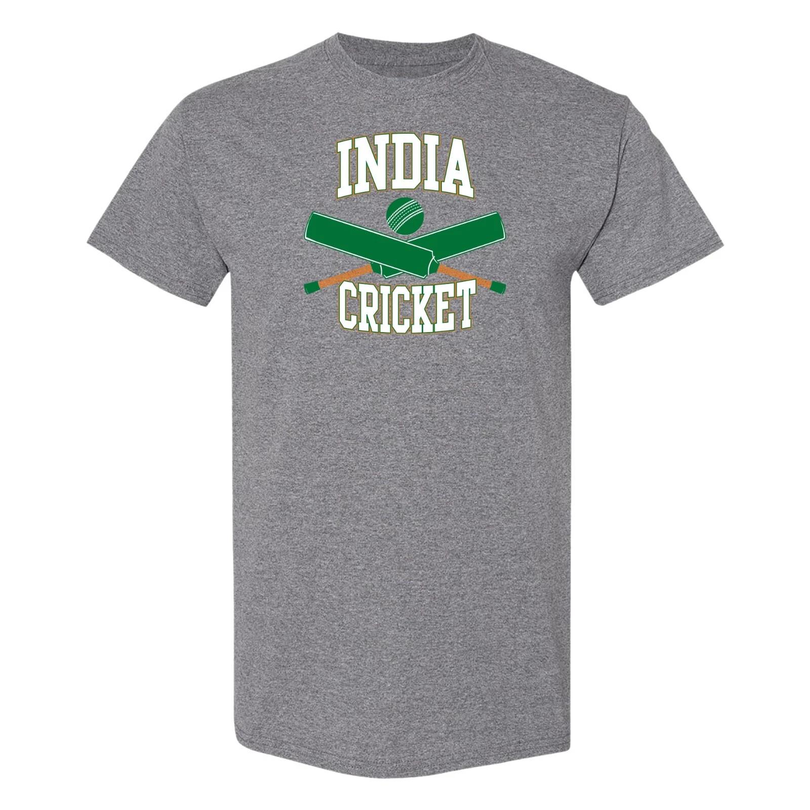 India Crossed Cricket Bats T-Shirt - Graphite Heather M