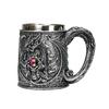Kufel do piwa ze stali nierdzewnej 600 ml Retro kufel kubek do kawy kubek do herbaty średniowieczny smok żywiczny kubek dla miłośników fantasy