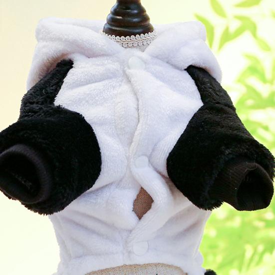 Tuta per animali domestici alla moda a forma di panda con cappuccio, cappotto caldo invernale a quattro zampe