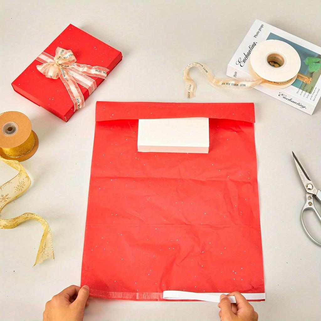 40 Sheets Tissue Paper Red for Gift Bags Packaging Glitter Art Tissue Paper for Thanksgiving, Birthday, Wedding, And Party Décor