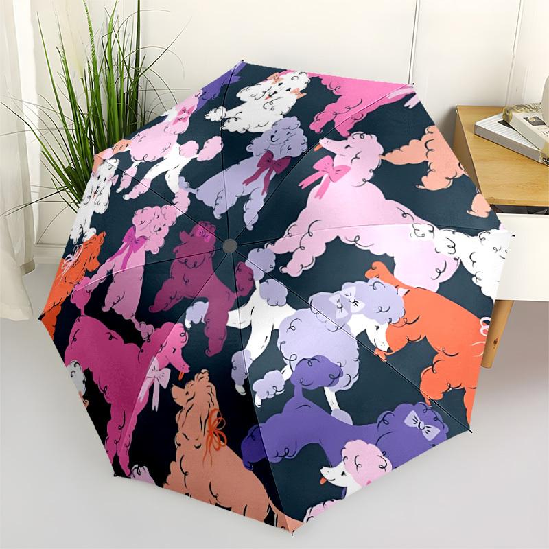 

1pc Poodle Pattern Automatic Folding Umbrella - Portable Collapsible Design, 8-Rib Iron Frame, Durable Fabric yy251125100