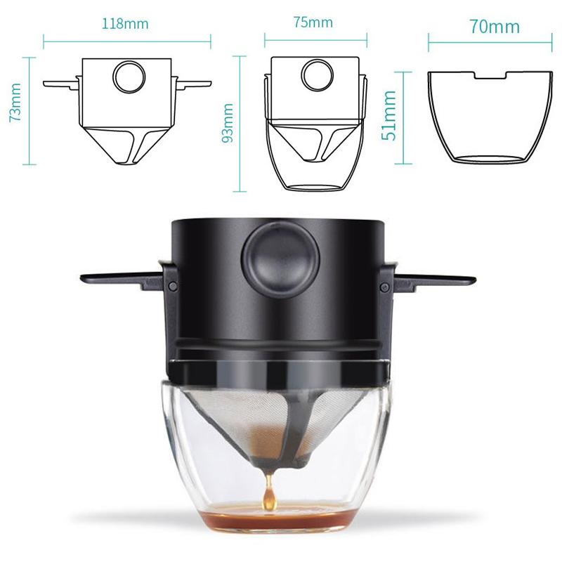

1 Set 304 Stainless Steel Hanging Ear Coffee Filter Cup Portable Hand Flush Filter Paper-free Funnel Coffee Utensils Cafe Tools
