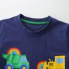 2024 Summer Boys' Construction Vehicle Print T-shirt - European & American Style Toddler Short Sleeve