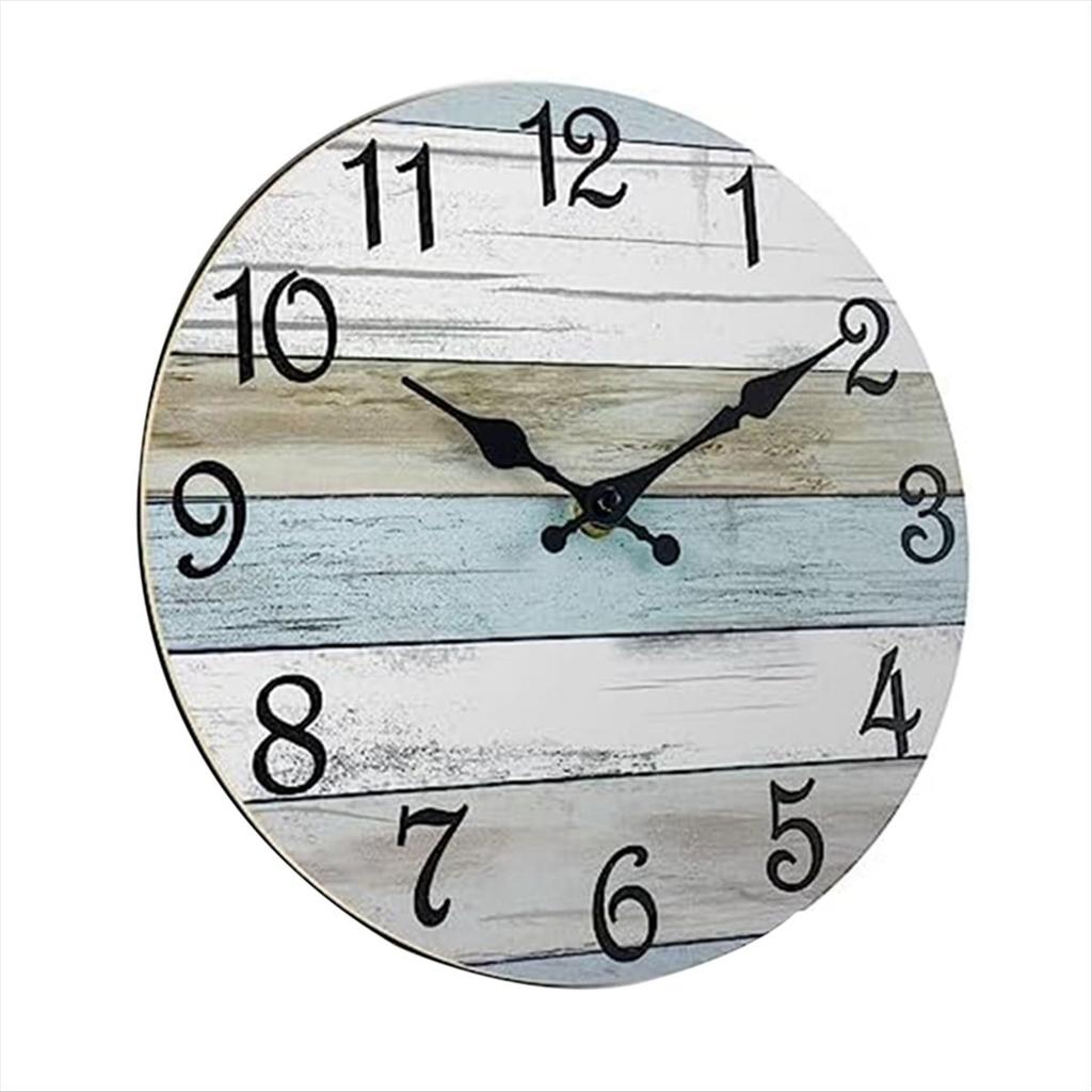 BHBL Wall Clock Bathroom Clock, Rustic Wall Clocks Battery Operated, Silent Non Ticking Wooden Coastal-Each Clock Home Decor