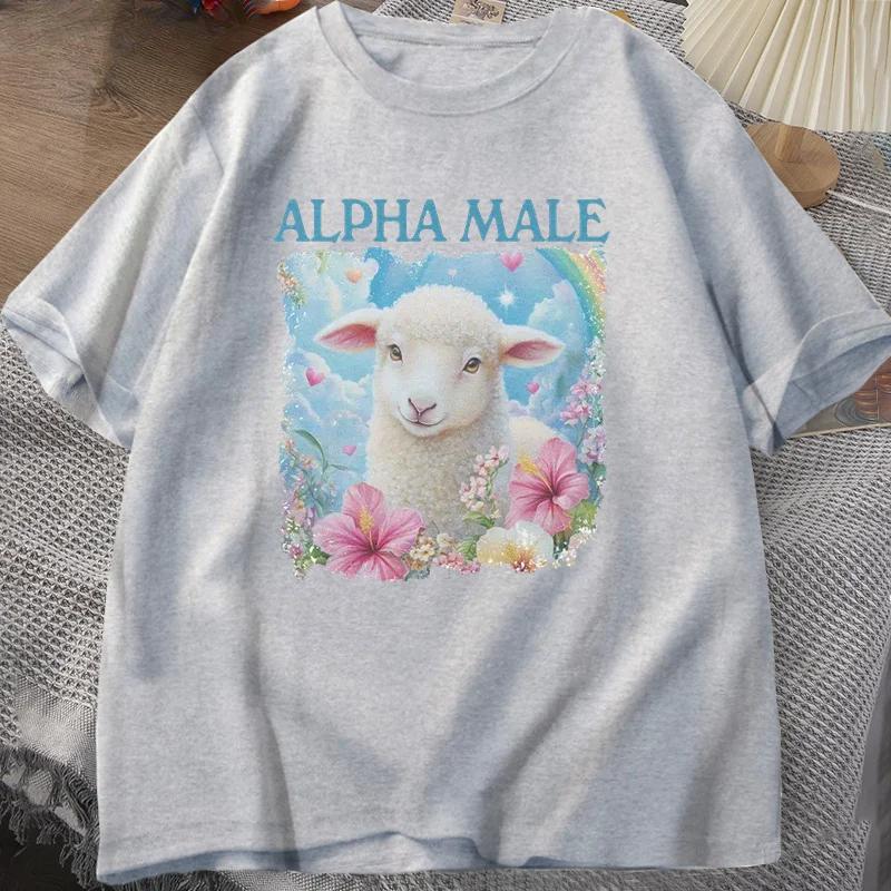 Alpha Male T Shirt Casual Meme T-shirt Silly Weird Goat Graphic Tee Fashion Short Sleeve O Neck Printed Tshirt Clothing