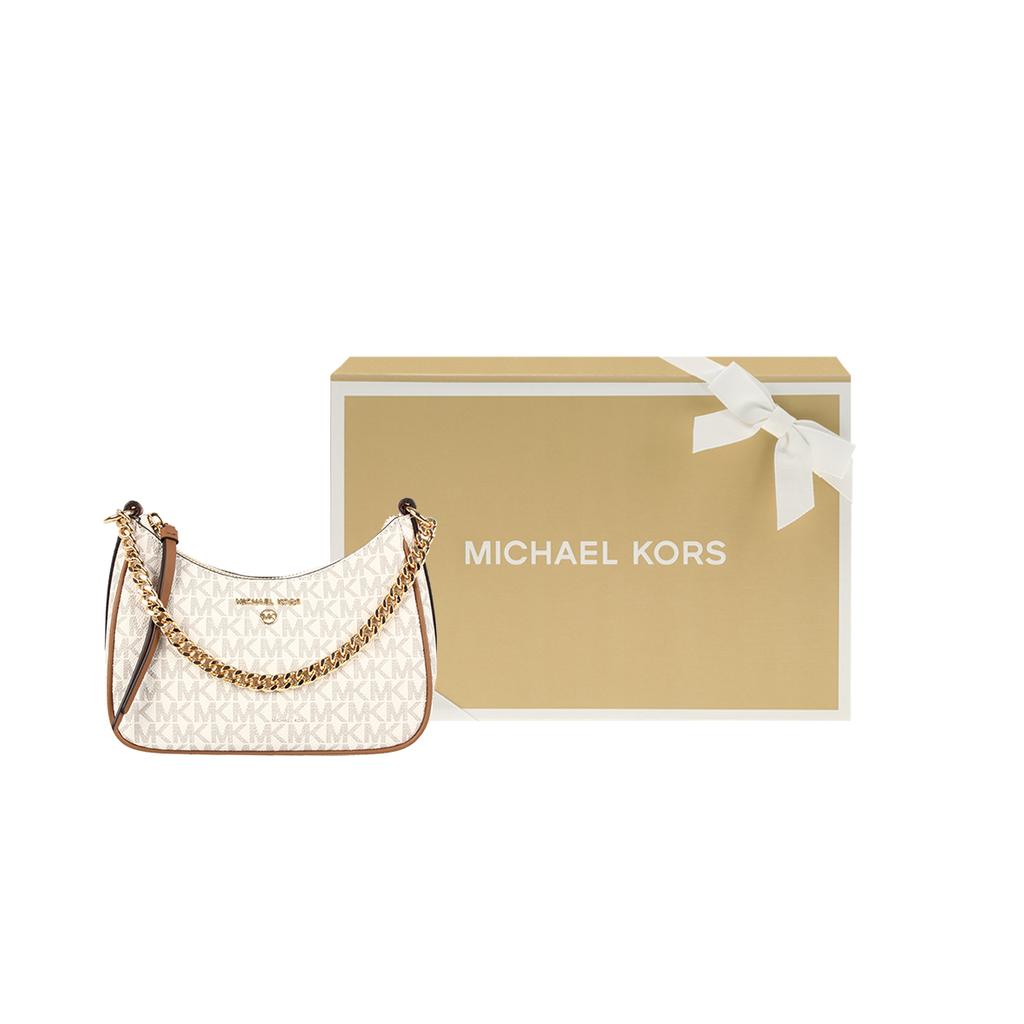 New MICHAEL KORS Jet Set Charm Canvas With Leather Shoulder Bag, Handbag, Shoulder Bag Women's Vanilla White 32H1GT9C1B-VANILLA-ACORN