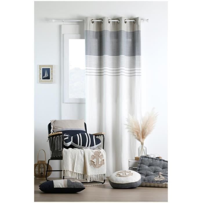 Coussin de sol - Escale marine - 45 x 45 cm - 100% coton - Intérieur - Bleu uni