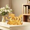 Auspicious Resin Golden Dragon Ornament For Living Room Office Wine Cabinet Craft Feng Shui Decoration