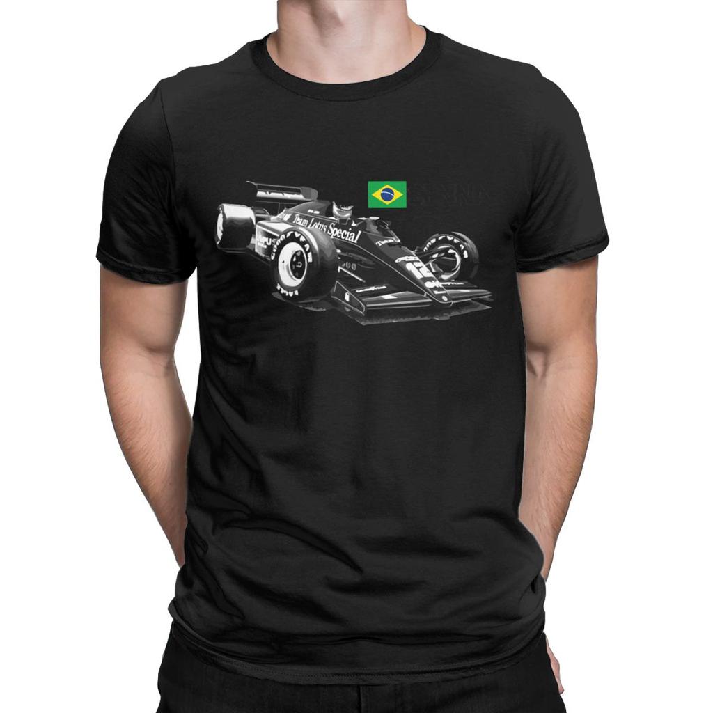 Brazilian Racer Ayrton Senna 97T Car TShirts for Men Vintage Pure Cotton Tees Crew Neck Short Sleeve large size gift Tops