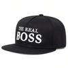 Unisex THE REAL BOSS Broderi Snapback Hat Justerbar Flat Top Baseball Cap Utendørs Reise Dame Luer Solkrem Hat Sports Caps
