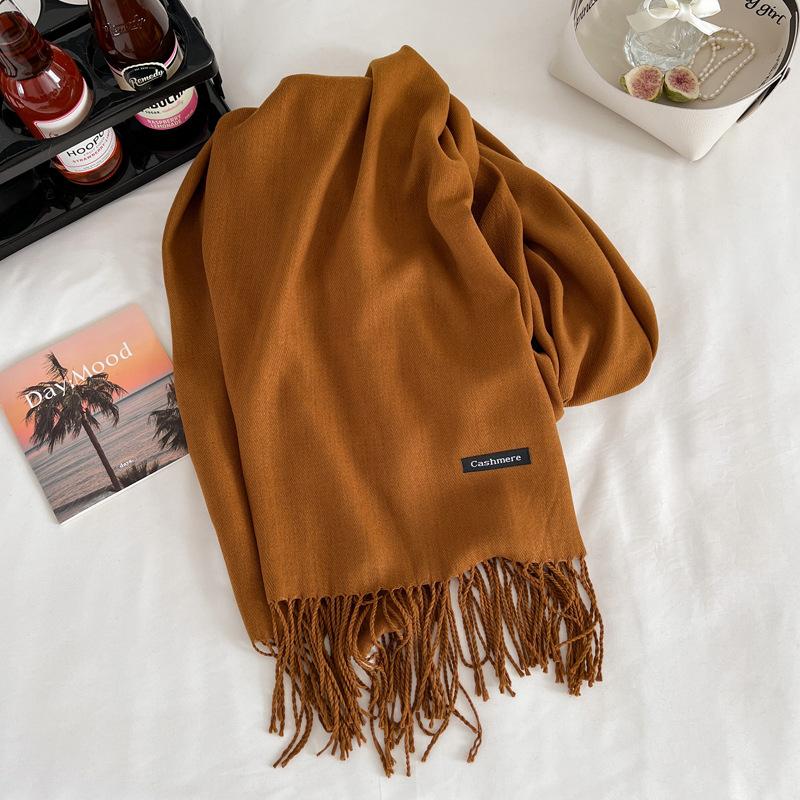 Green winter new solid color imitation cashmere scarf versatile gift men's and women's shawl tide