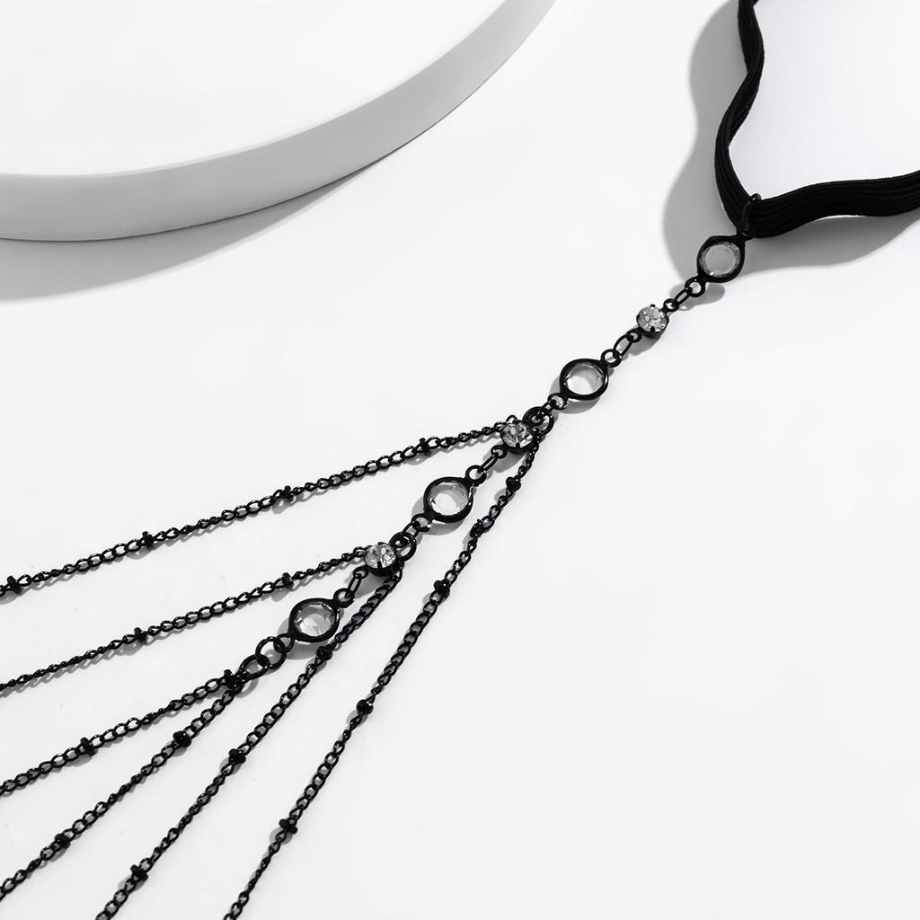 Ingemark Goth Multilayer Tassel Leg Thigh Chain for Women Trendy Elastic Band Crystal Link Summer Body Jewelry Dress Accessories