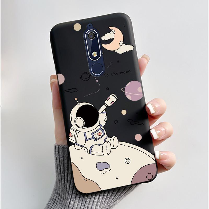 Custodia carina per Nokia 5.1/Nokia 5.1 Plus/Nokia X5/Nokia 5 Cover Shell Stampata Cover Protettiva Silicone Morbido Cartone Animato Nera