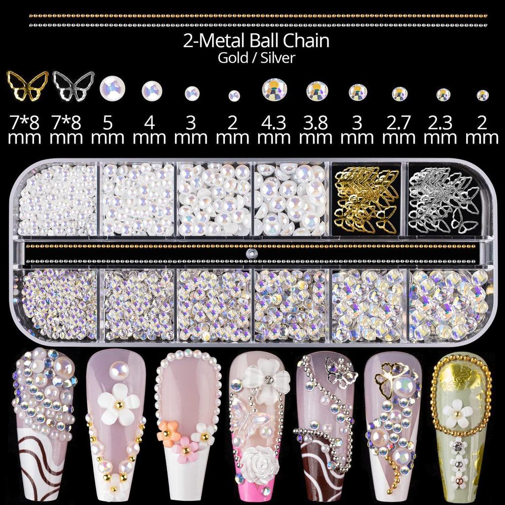 Nail Art Resin Bow & Pearl Star Tweezers Set