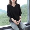 Sybaiye Women's V-Neck Solid Knit Top