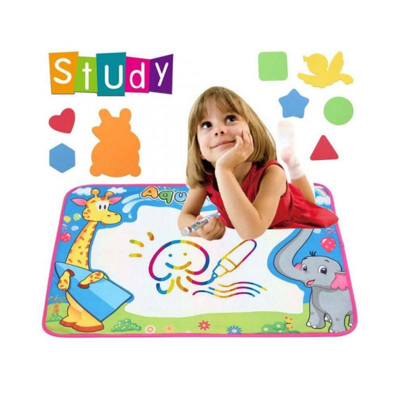 Doodle Mat Aqua Large Magic Water Drawing Mat for Kids - Reusable Water Painting Board (70x51cm) with Pens & 8 Molds
