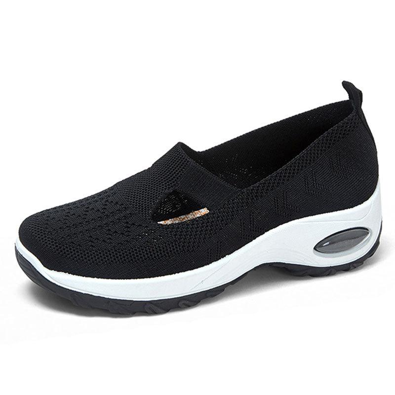 

Жіноче взуття для ходьби на платформі Легке дихаюче взуття для бігу Нековзні кросівки В язана сітка Повсякденне взуття для тренувань для жінок Лофери Mary Janes 41 чорний