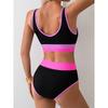2026 New Summer Swimwear Bikinis Set Sexy High Waist Block Color Bikini 2 Piece Set Women Split Swimsuit Beach Bikinis