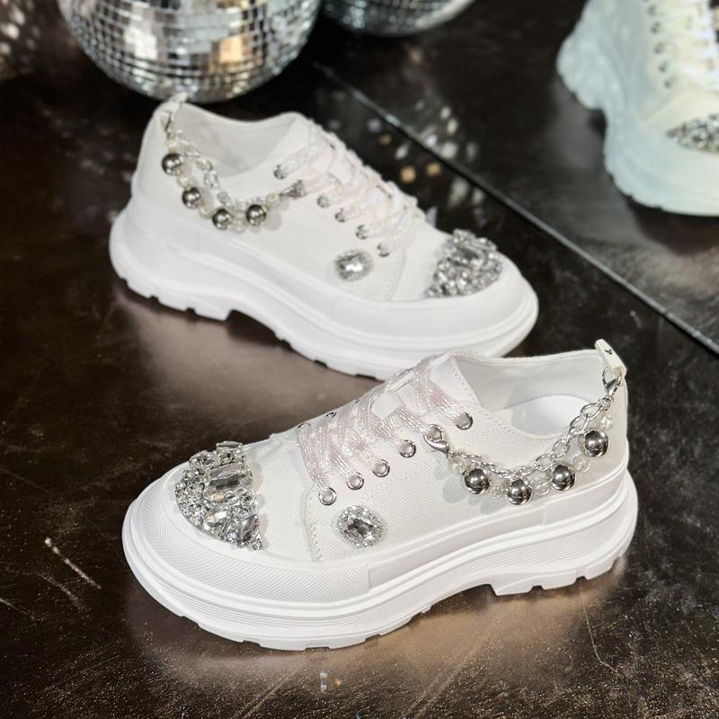 Ultralätta Vattenborr Pappa Kedja Dekoration Plattform Kilsandaler, Moderiktiga Kanvasskor