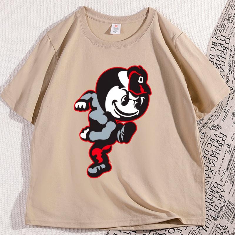 OhioState Buckeyes Printed T Shirt Vintage Brutus Graphic TShirt Football Tee for Men Women Casual Cotton Short Sleeve Tshirt