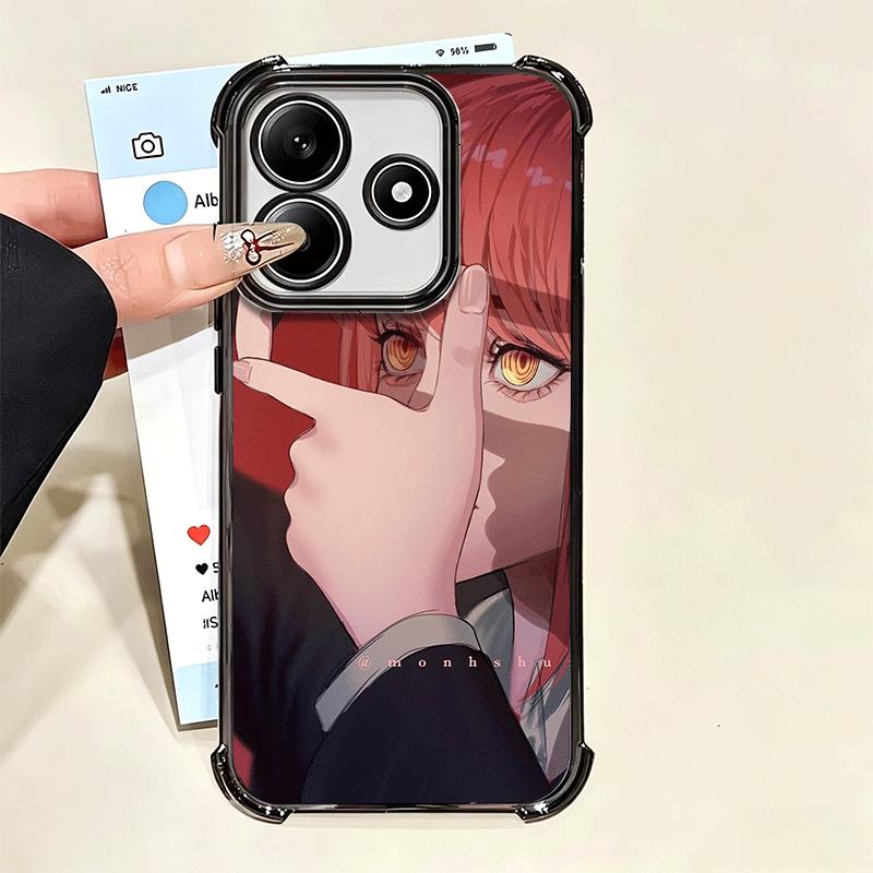 Anime Charakter Makima CSM Vergoldetes Handyhülle Für Xiaomi Poco X5 X6 X7 X8 Pro Max F8 Ultra F7 M8 M7 M5S Redmi 15C 15 14C 13C 13