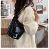 Simple PU Leather Bucket Bag for Women Large Capacity Vintage Underarm Shoulder Bag