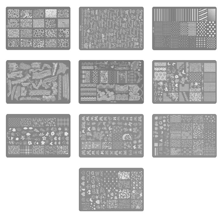 Home Manicure Nail Stamping Plate with Etched Metal Nail Art Templates, Reusable Nail Art Tool for Precise Pattern Transfer