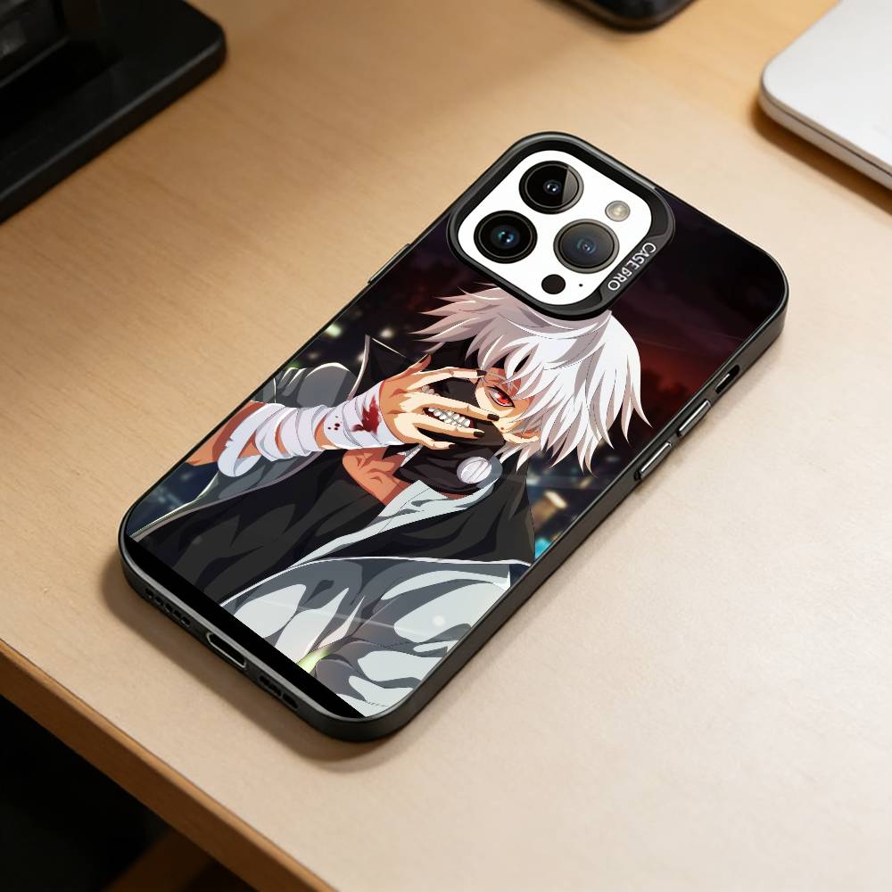 Amine T-Tokyo Ghoul Phone Case For iPhone 17,16,15,14,13,12,11 Plus,Pro Max,XS,Colored Silver Plated Inside Cover