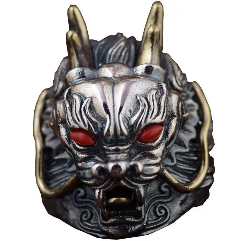 

Retro Jewelry Ring Dragon Zodiac Men s Fashion Dragon Head Open Index Finger Ring one size(US size 6-13)