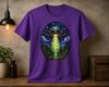 UFO Stained Glass Shirt | Alien Spaceship Beam Woodland Night
