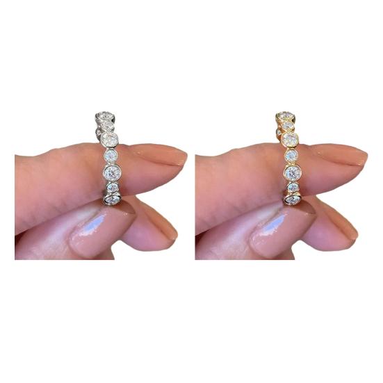 Round-cut Cubic Zirconia Wedding Ring for Women All-Around Band Ring for Engagement Valentine's Day Birthday Gift