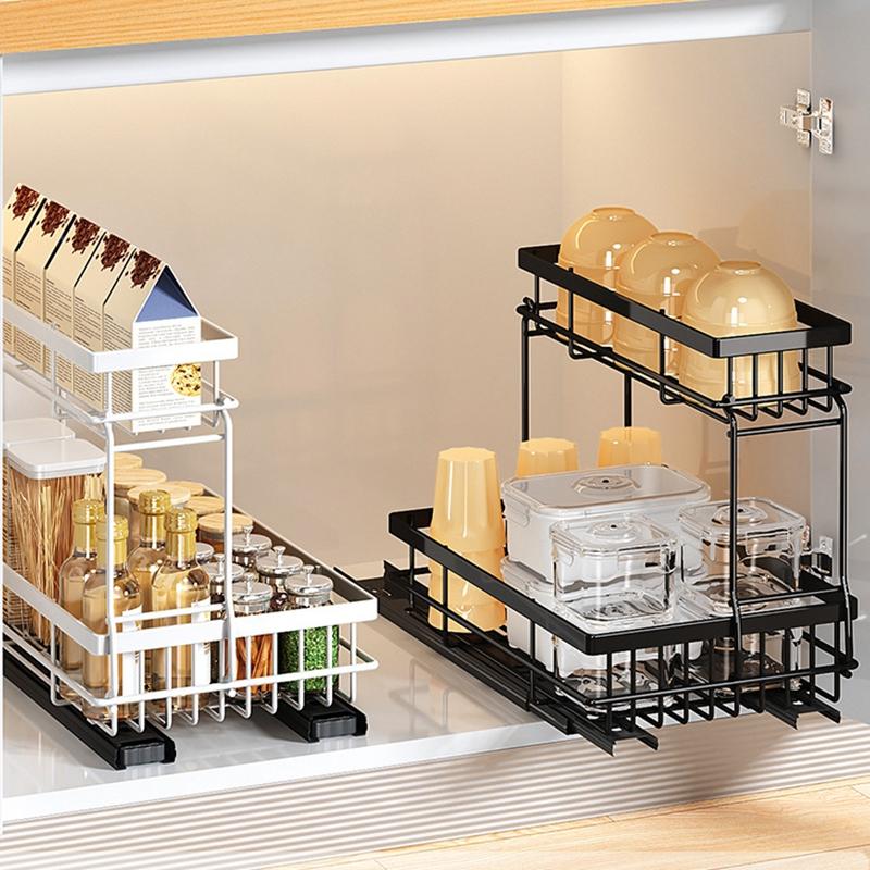 Kitchen Under Sink Organizer Under Sink Storage Sliding Drawer Bathroom Storage Shelves Shampoo Cosmetics Organizer Baskets