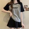 Tričko s krátkým rukávem Dámské Vintage Harajuku Šedý svetr Mikiny Tenký top s kulatým výstřihem Retro Patchworková trička