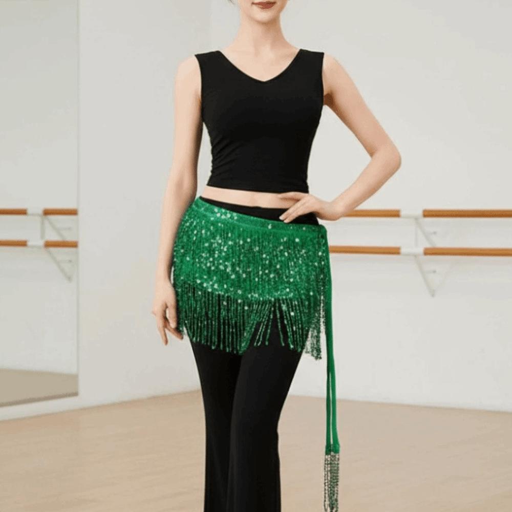 Metallic Sequin Hipscarf Shiny Dance Wrap-skirt Sparkly Waist Chain Belly Dance Belt Performance