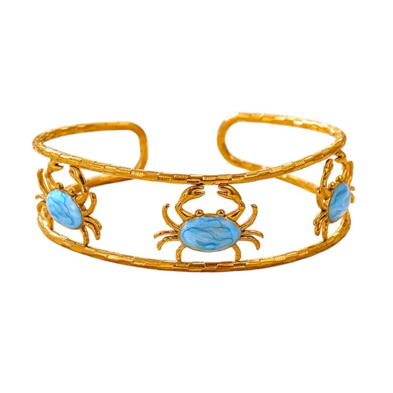 Open Cuff Bracelet Double Band Gold Tone Tropical Accessory for Vacation Outfits and Everyday Wrist Styling Mood