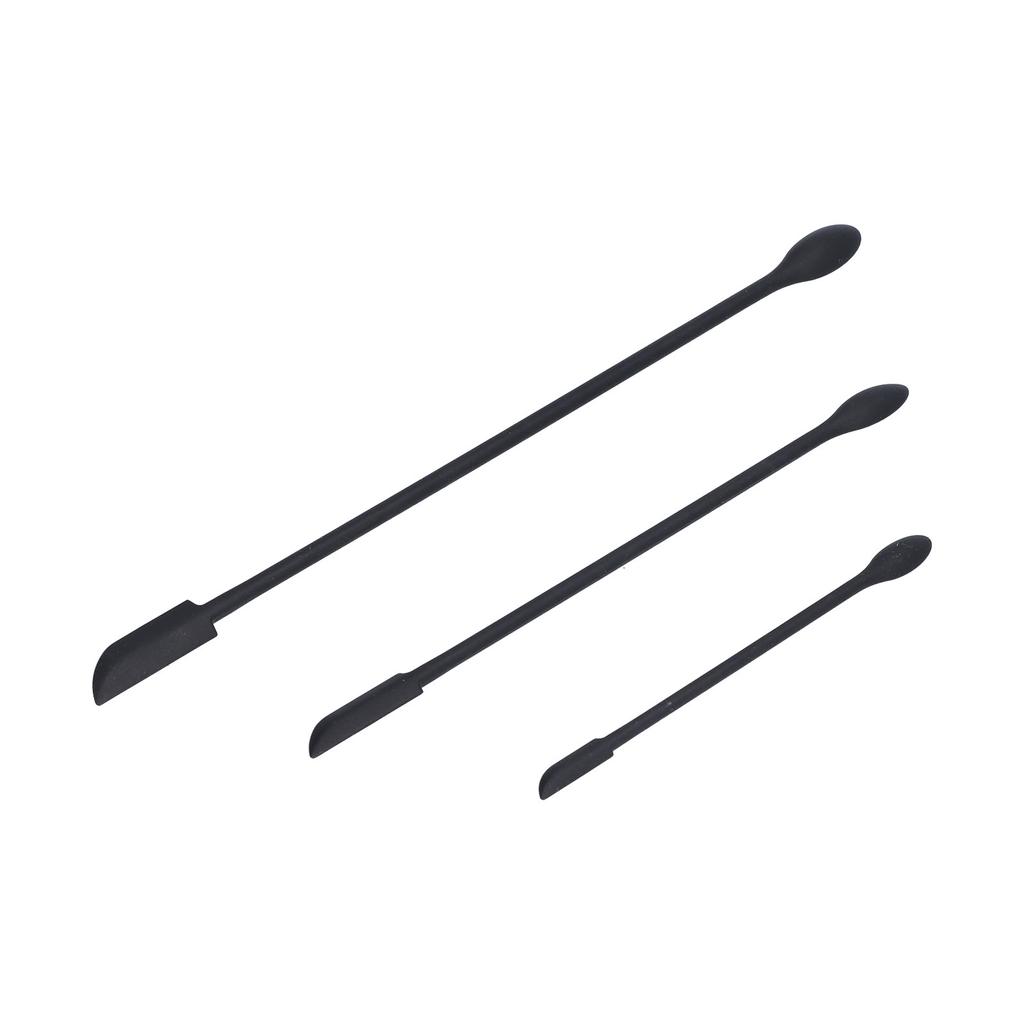 3pcs Spatula Food Grade Silicone Double Head Fruit Jam Cream Makeup Spatula for KitchenBlack