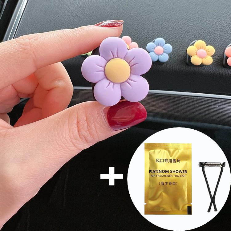 Cute Flower Aromatherapy Car Air Outlet Decoration Perfume Clip Air Freshener Colorful Flora Car Interior Decor Auto Accessories