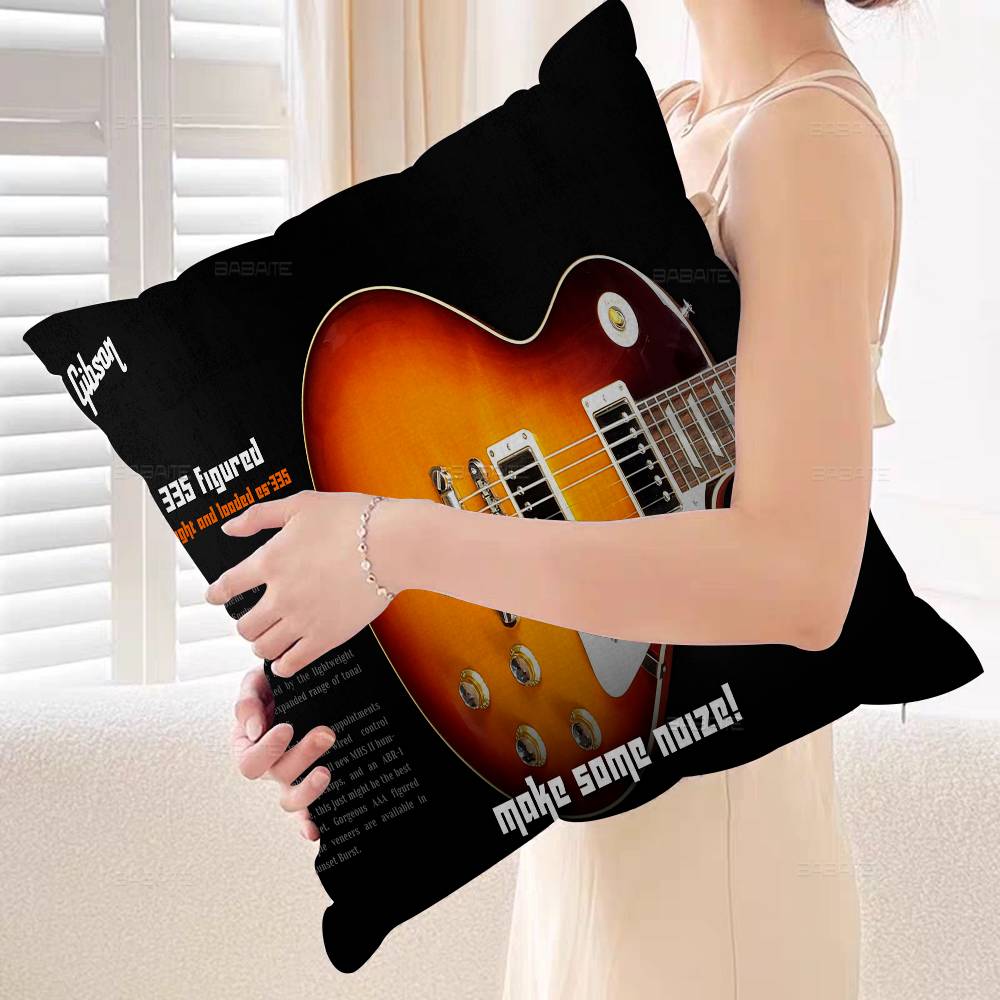 Gibson Guitar Logo Cushion Cover Pillowcase Upholstery Sofa Throw Pillow Home Decor Pillowcas