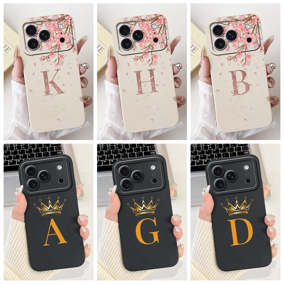 For iPhone 17 Pro 2025 Case For iPhone 17 Pro Max Cover Luxury Crown Flower Letters Soft Silicone Bumper For iPhone 17 Air Coque