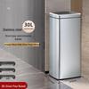 30L Square Foot Pedal Stainless Steel Trash Can
