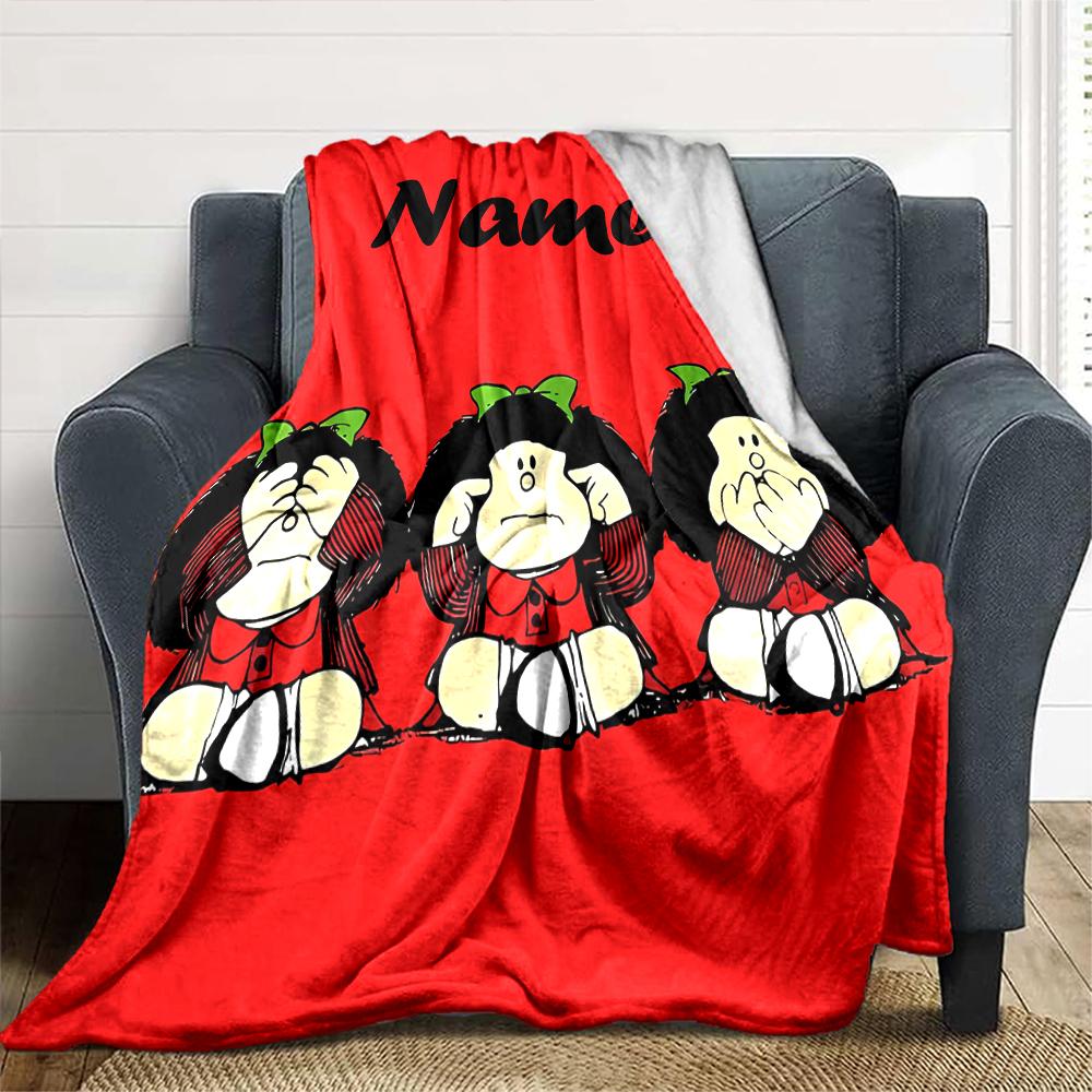 Customiz Name Personality Mafalda Blanket Soft &Warm Sofa Office Bed Travel Lunch Break Blanket, Gift Suitable All Seasons