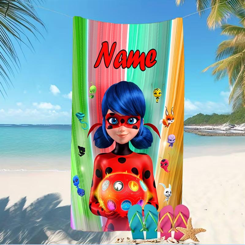 Customizable personalized beach towels Miraculous themed designs.Suitable for the beach, yoga, sports;ideal as beach accessories
