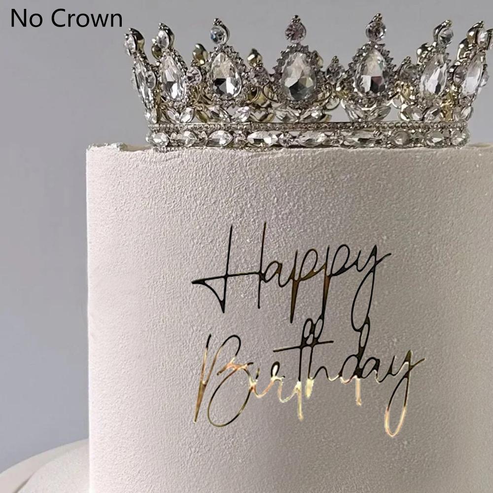 6pcs/3pcs  Acrylic Birthday Queen Gold Cake Topper Happy  Birthday Party Sides Cake Decorations  Accessories