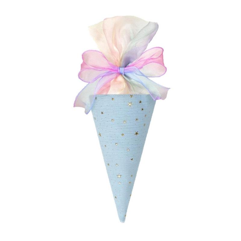 Stylish Fabric Party Decoration Ice Cream Cone Shaped Bowknot Ornament for Students Kids Celebration Gift