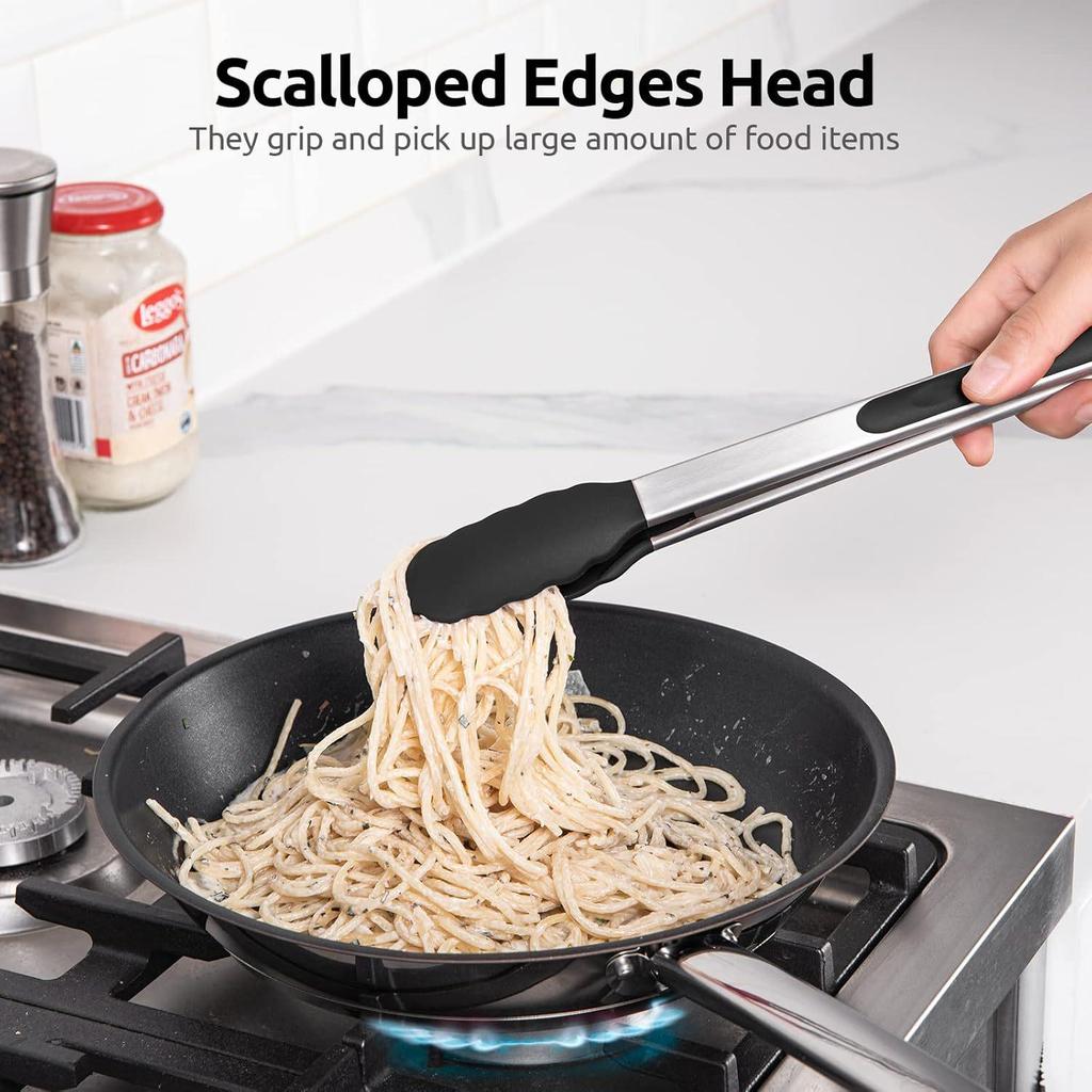Silicone High-Temperature Resistant Tongs - Ideal for Grilling, Frying, and Bread - Stainless Steel Kitchen Tool