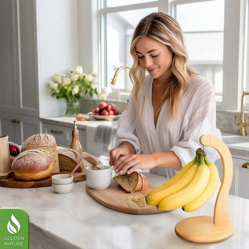 Wooden Banana Holder Keep Fresh with Hanging Hook Banana Rack Suspension Type Multifunctional Headphone Holder Living Room