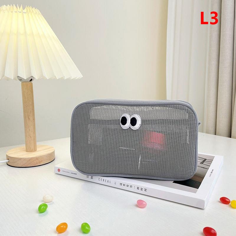 

Косметичка из сетчатой ткани конфетного цвета, симпатичная косметичка с большими глазами, косметичка Kawaii, переносная косметичка для хранения туалетных принадлежностей 20*13cm серый