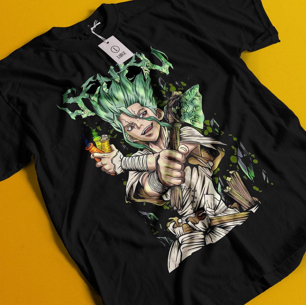 Dr Stone T-Shirt Senku Ishigami Tshirt Ryusui Tee Asagiri Seiyuu Anime Shirt